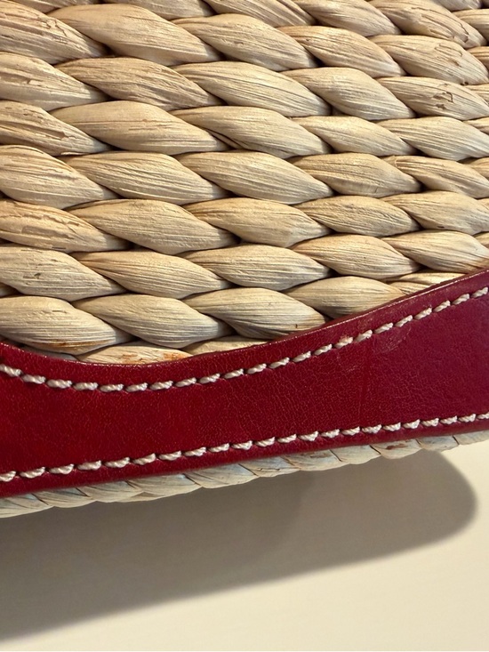 Brighton Woven Straw Tote Purse Red Leather Heart Handle opt. shoulder strap - Picture 6 of 16